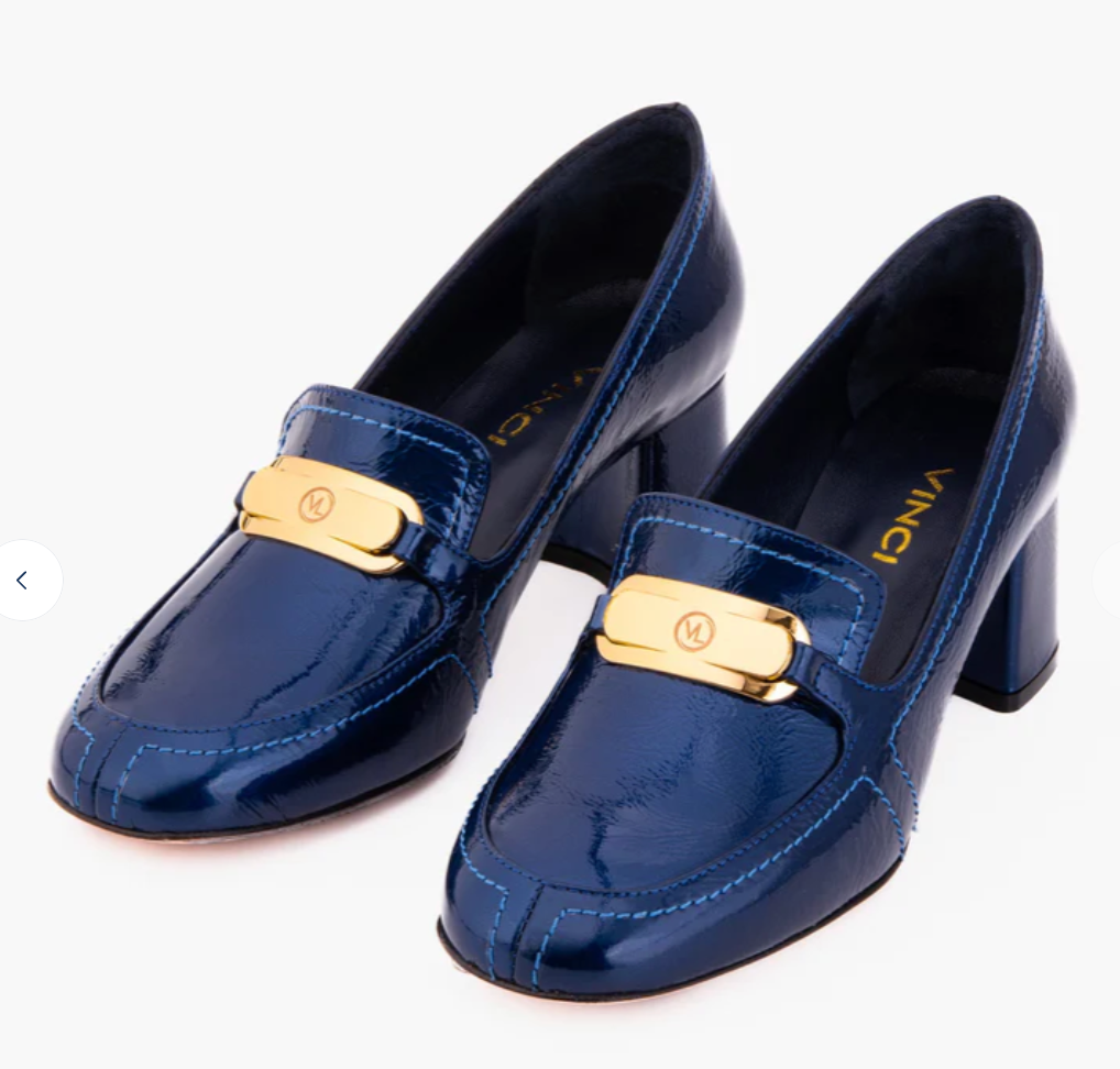 The Victoria Navy Blue Block Heel Pump for Parties