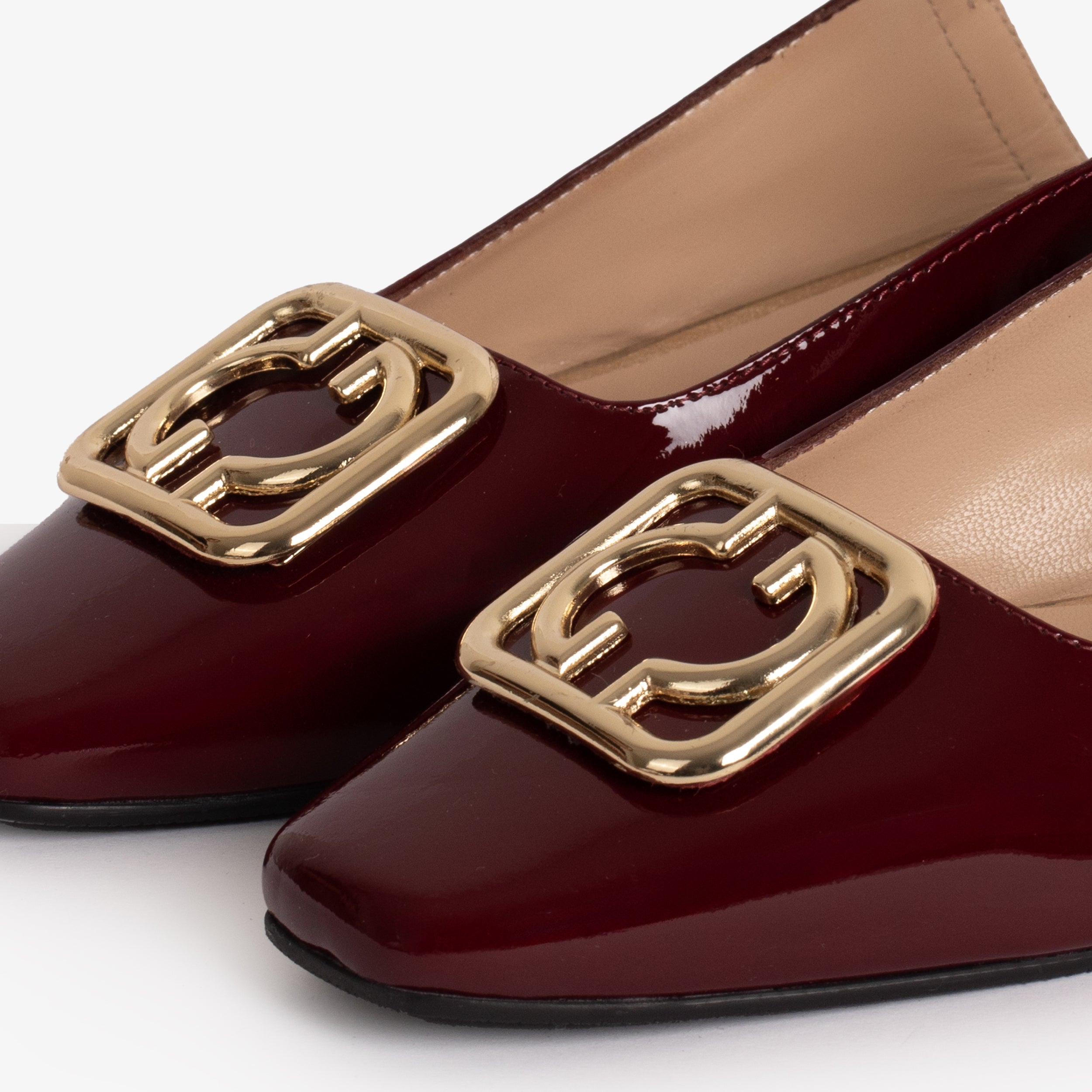 The Rosalinda Burgundy Patent Leather Women Flat Slingback Sandal