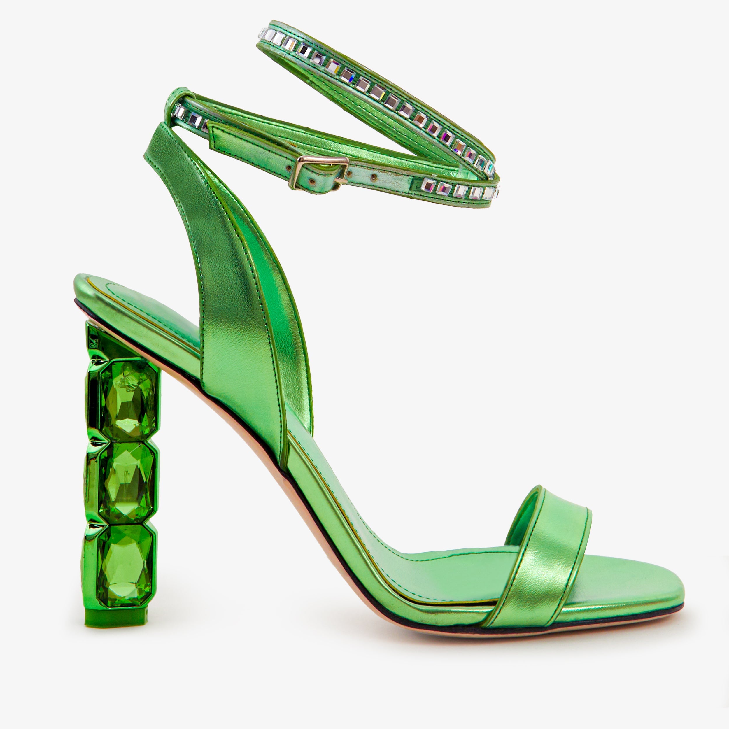 The Torola Green Stony Heel Leather Women Sandal Final Sale!