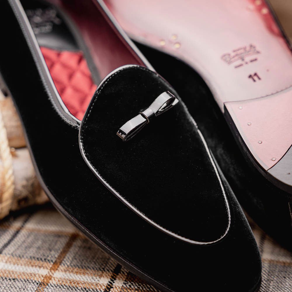 10 - 120 - Blk Arco Velvet Tuxedo Shoe, Black Sale by Zelli Italia – Don't Panic Shoes