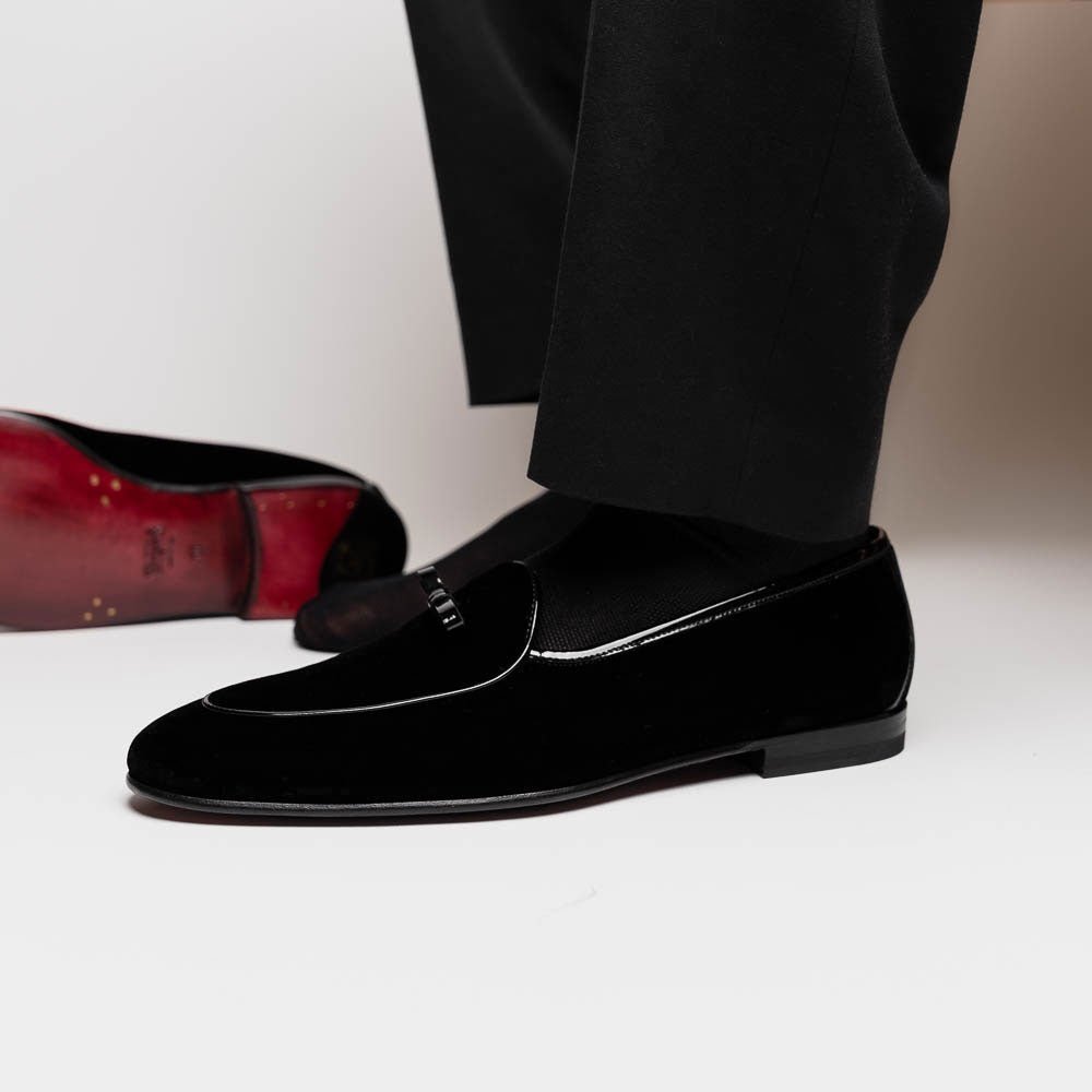 10 - 120 - Blk Arco Velvet Tuxedo Shoe, Black Sale by Zelli Italia – Don't Panic Shoes