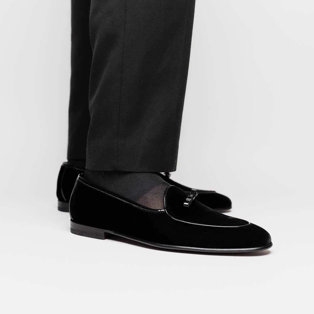 10 - 120 - Blk Arco Velvet Tuxedo Shoe, Black Sale by Zelli Italia – Don't Panic Shoes