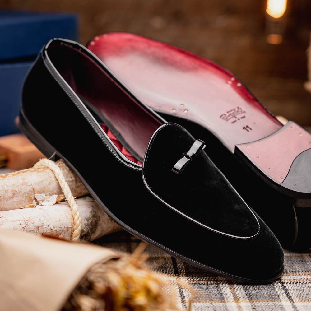 10 - 120 - Blk Arco Velvet Tuxedo Shoe, Black Sale by Zelli Italia – Don't Panic Shoes