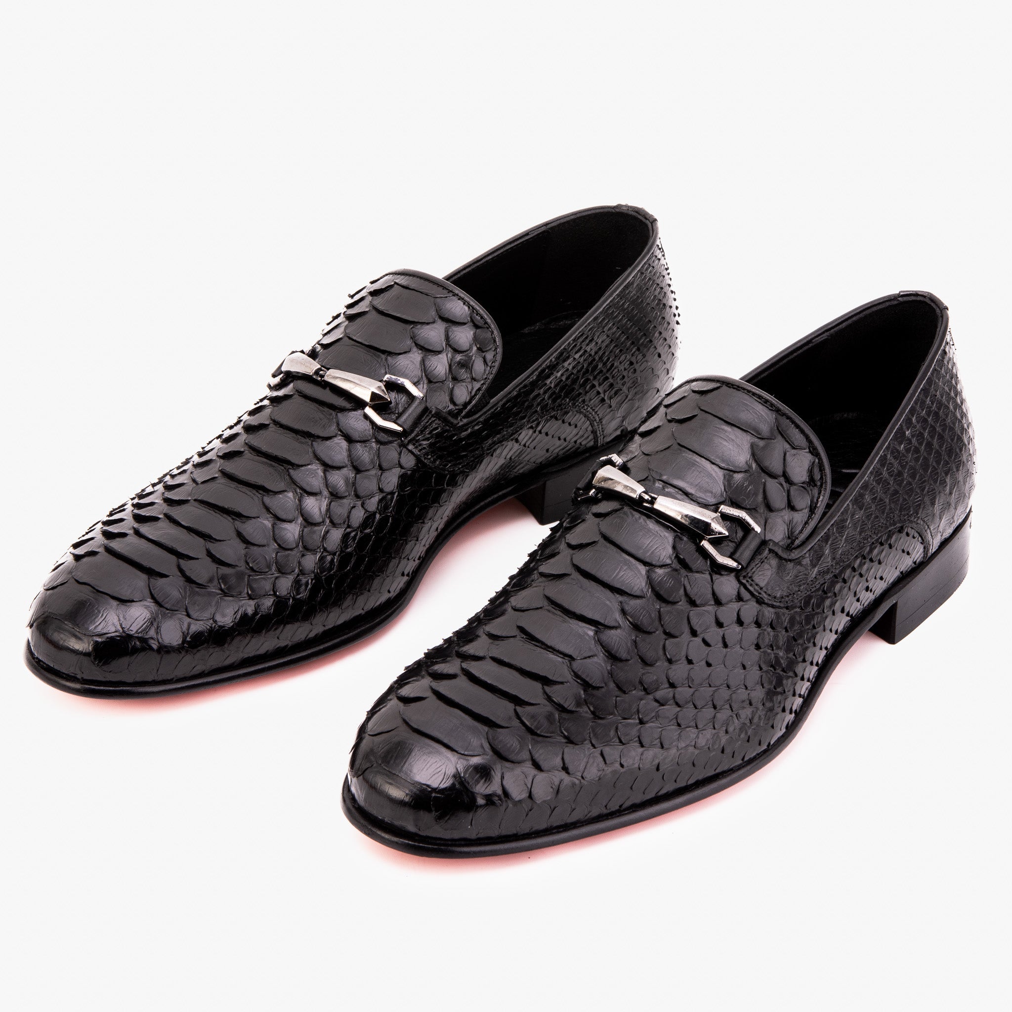 The Viper Black Python Skin Leather Bit Loafer Men Shoe