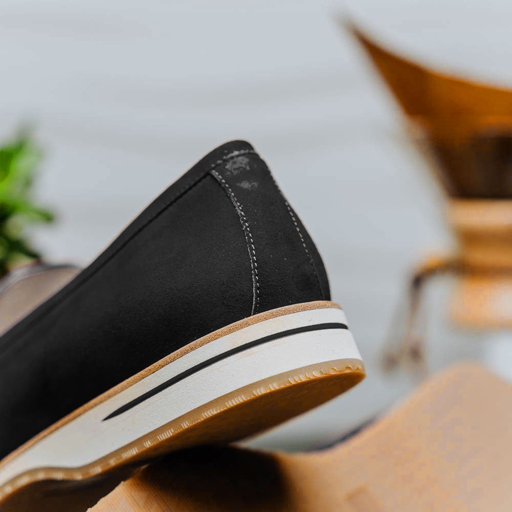 11 - 020 - Blk Meo 3 Sueded Goatskin Penny Loafer, Black Sale by Zelli Italia – Don't Panic Shoes