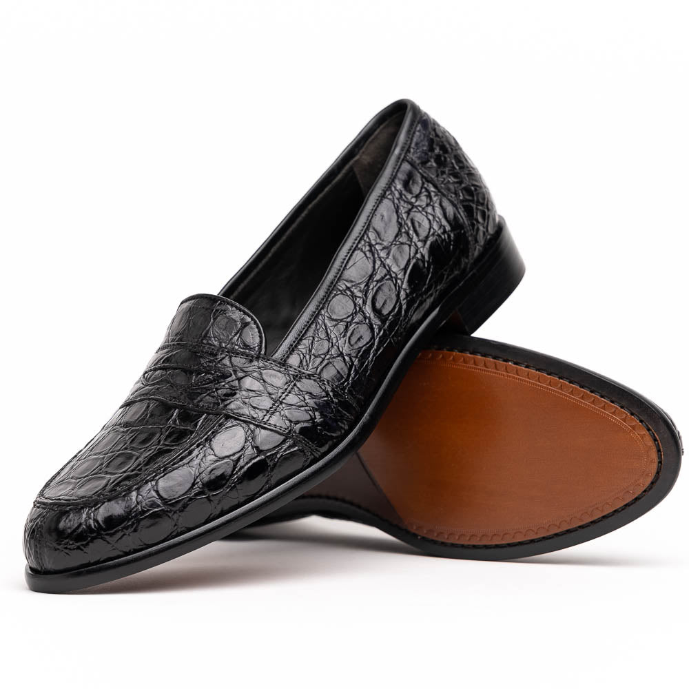 11 - 119 - Bkm (Blk) Tuscany Crocodile Penny Loafer, Black Shop by Zelli Italia – Don't Panic Shoes