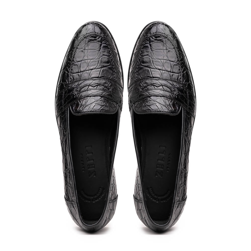 11 - 119 - Bkm (Blk) Tuscany Crocodile Penny Loafer, Black Shop by Zelli Italia – Don't Panic Shoes