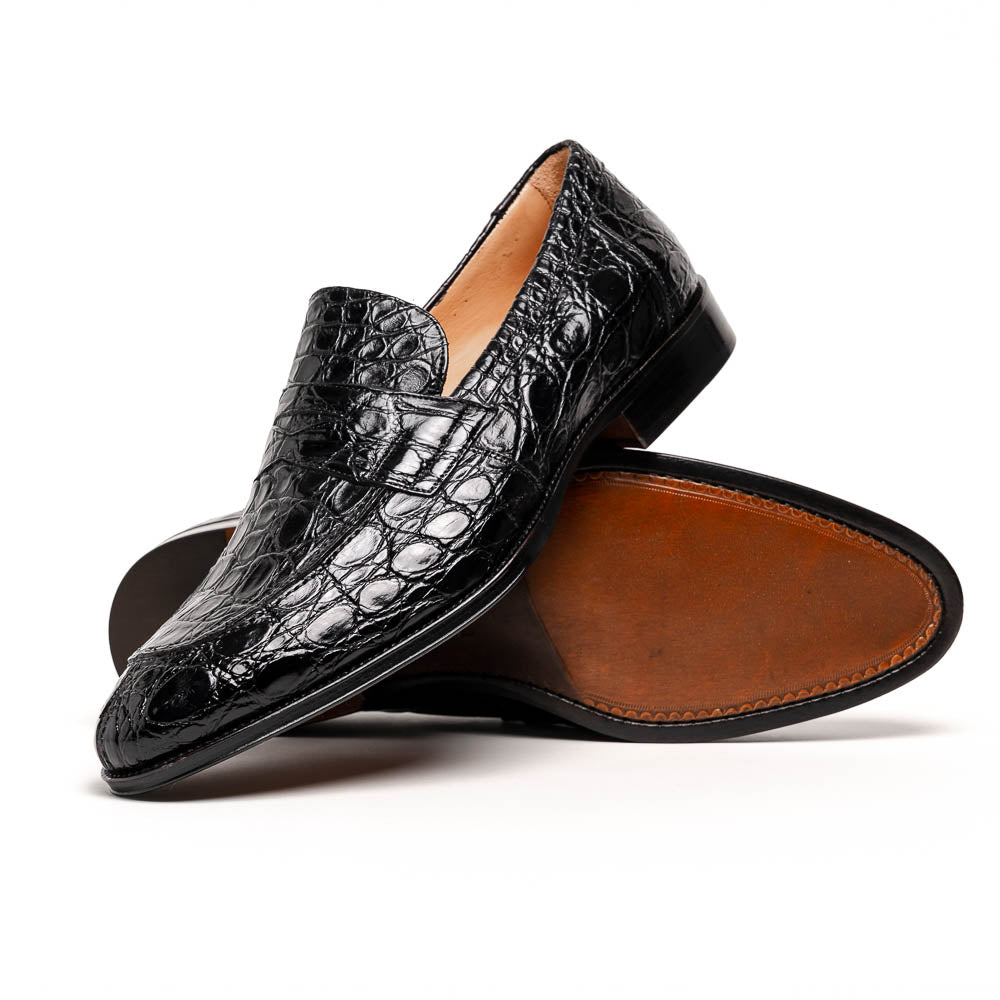 11 - 201 - Bkm Roma Crocodile Penny Loafer, Black Shop by Zelli Italia – Don't Panic Shoes