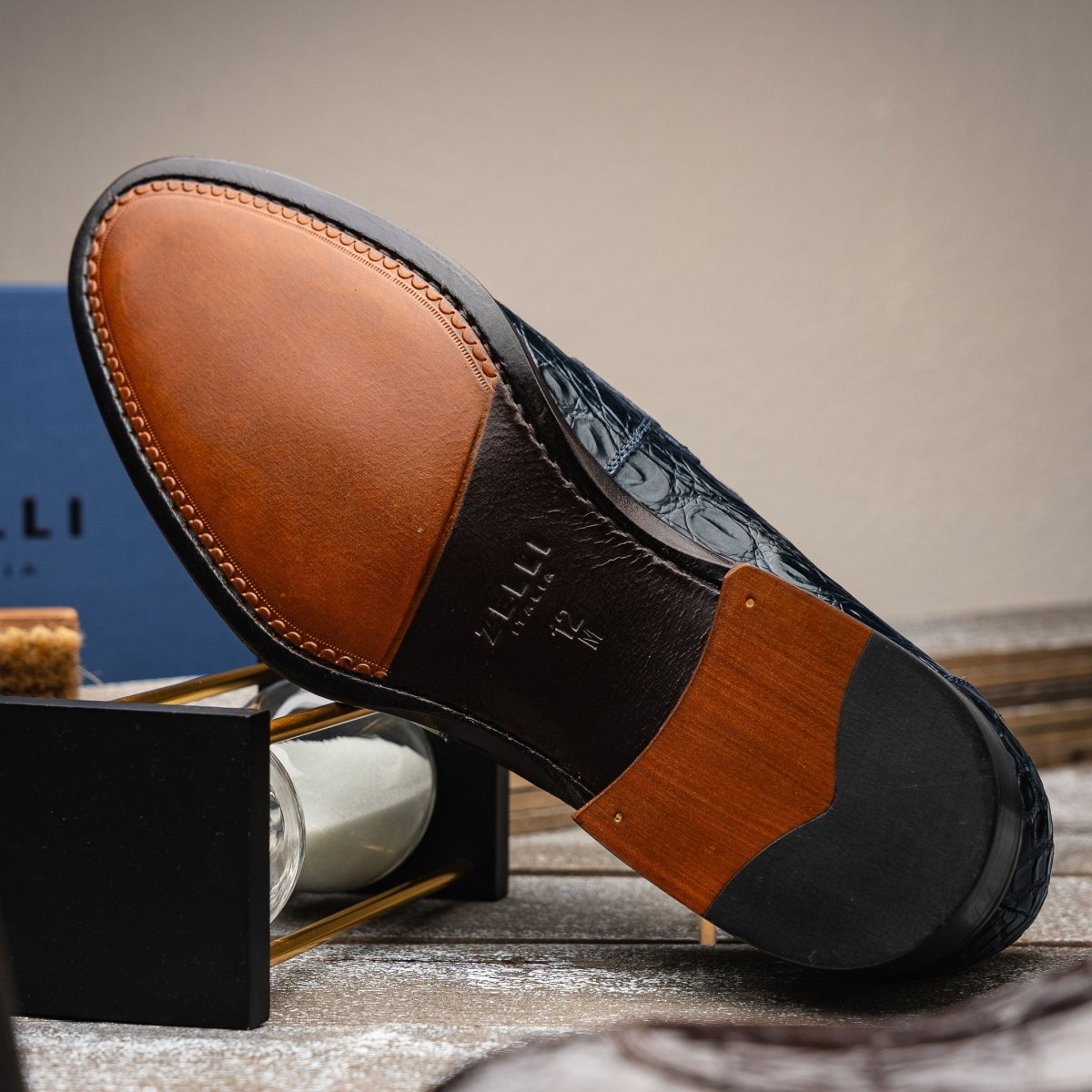 11 - 201 - Nvy Roma Crocodile Penny Loafer, Navy Shop by Zelli Italia – Don't Panic Shoes