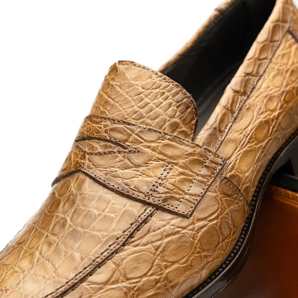 11 - 201 - Tpe Roma Crocodile Penny Loafer, Taupe by Zelli Italia – Don't Panic Shoes