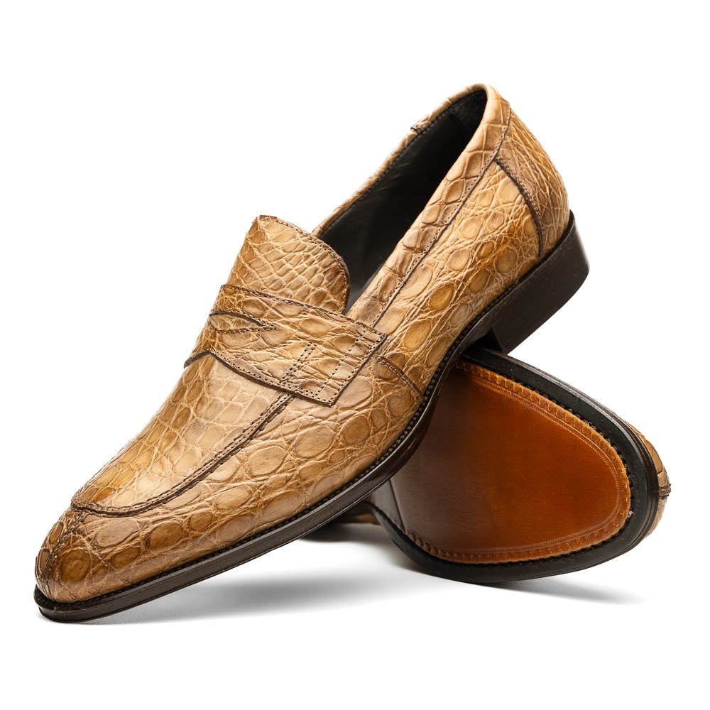 11 - 201 - Tpe Roma Crocodile Penny Loafer, Taupe by Zelli Italia – Don't Panic Shoes