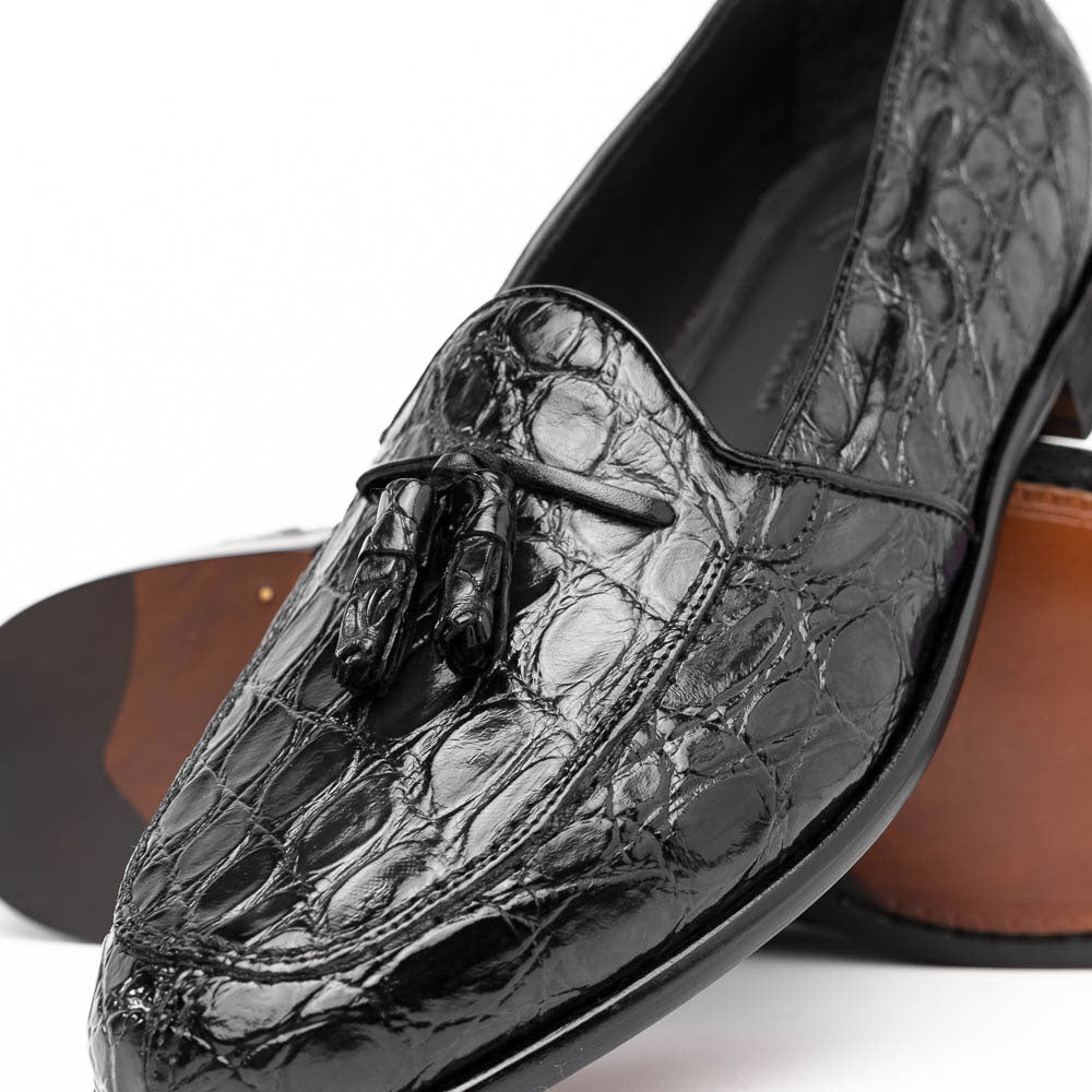11 - 582 - Blk Franco Crocodile Tassel Loafer, Black Shop by Zelli Italia – Don't Panic Shoes