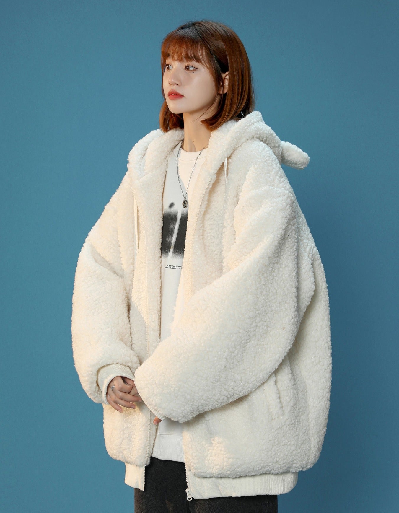 Niepce Women's Furry Bunny Ears Winter Jacket