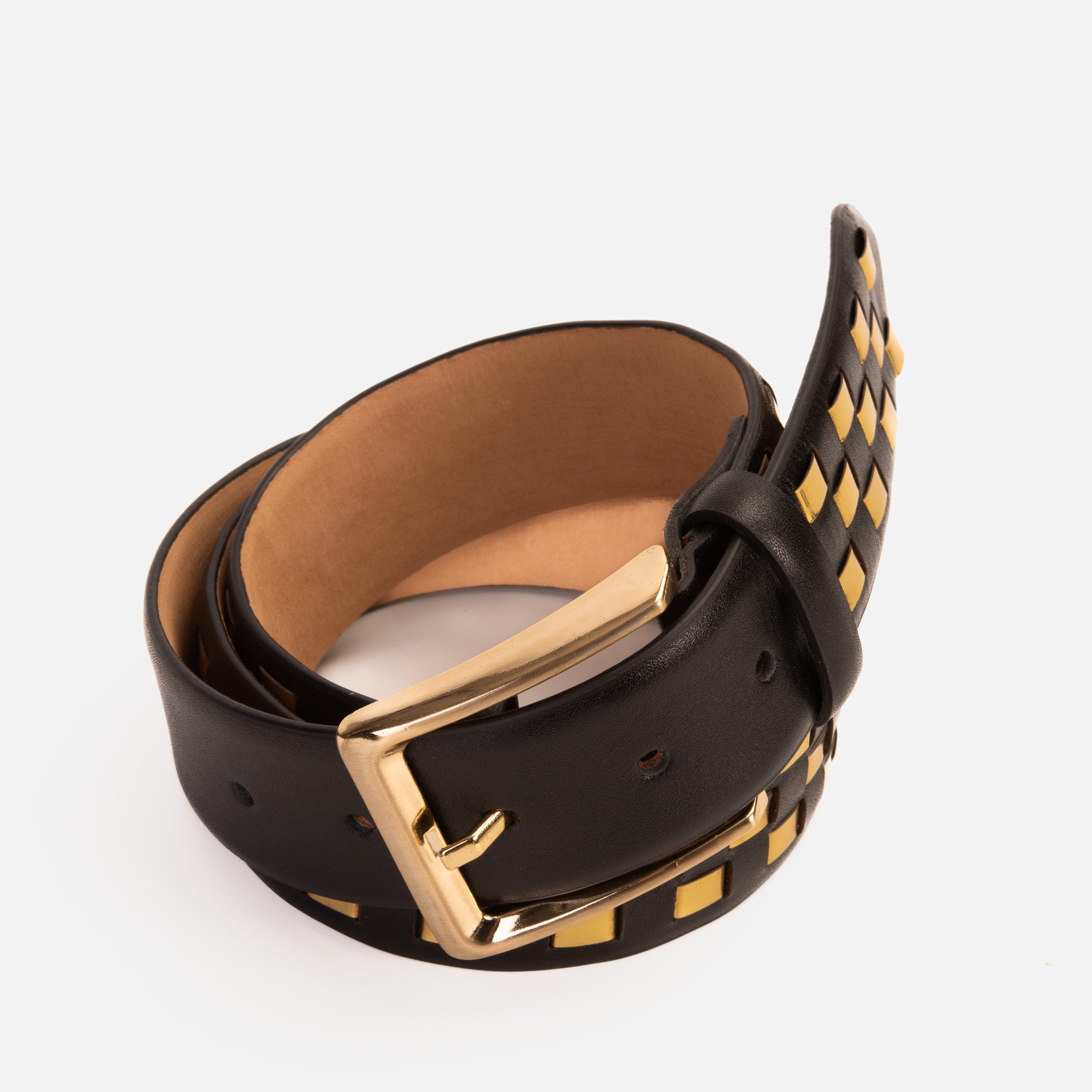 The Messina Black & Gold Woven Leather Belt