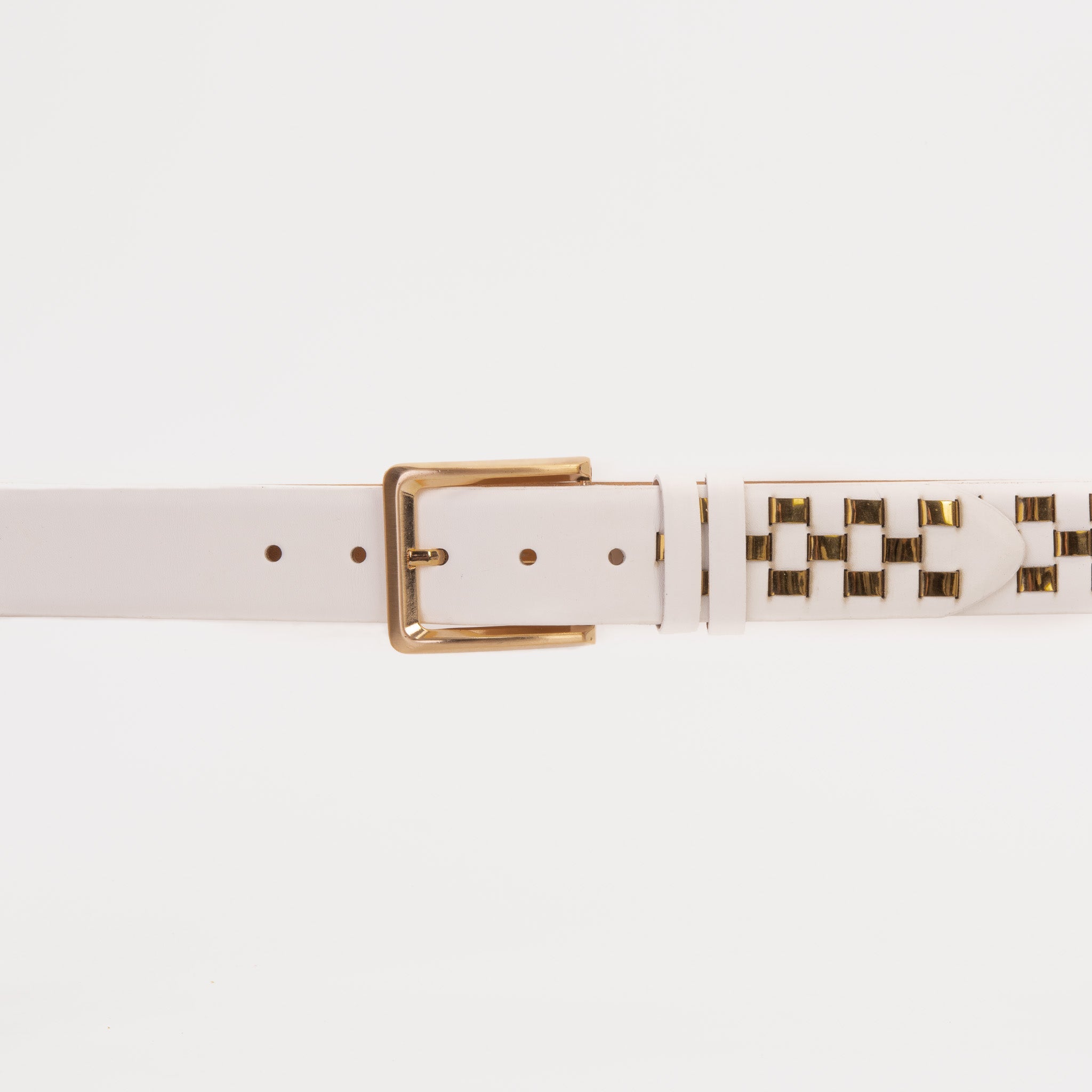 The Mackenzie White & Gold Woven Leather Belt