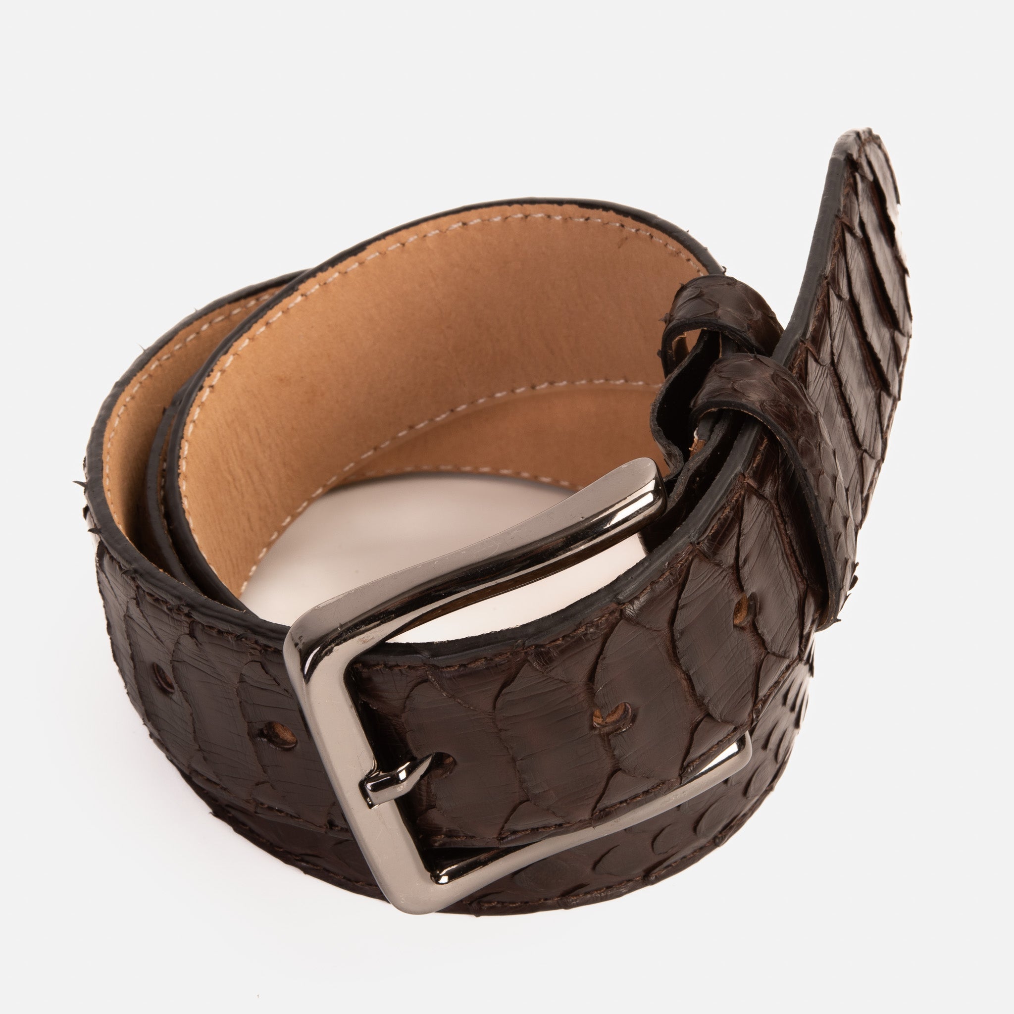 The Boss Brown python Sneak Leather Leather Belt