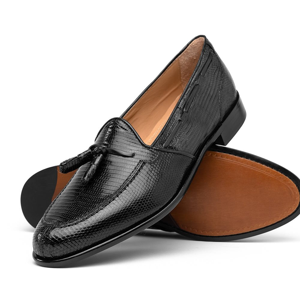 14 - 580 - Blk Franco Teju Lizard Tassel Loafer, Black Shop by Zelli Italia – Don't Panic Shoes