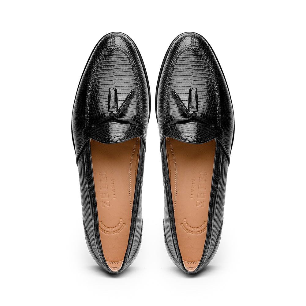 14 - 580 - Blk Franco Teju Lizard Tassel Loafer, Black Shop by Zelli Italia – Don't Panic Shoes