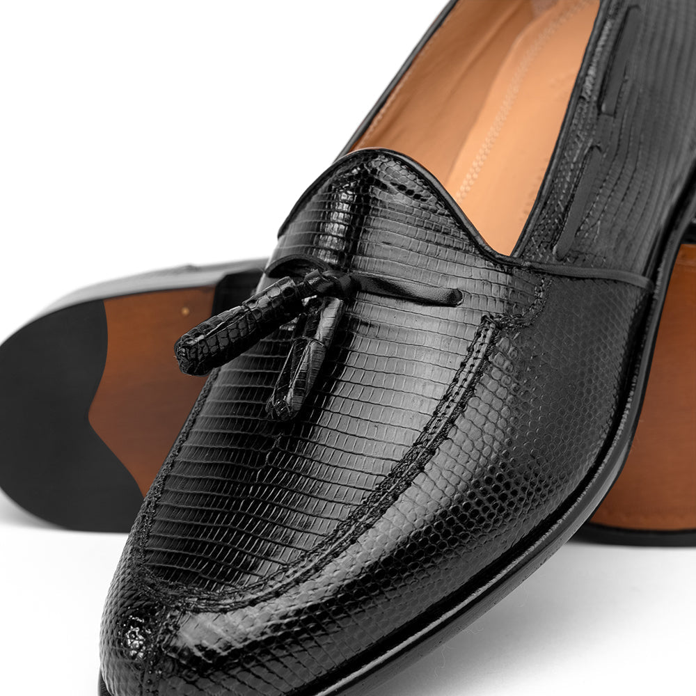 14 - 580 - Blk Franco Teju Lizard Tassel Loafer, Black Shop by Zelli Italia – Don't Panic Shoes