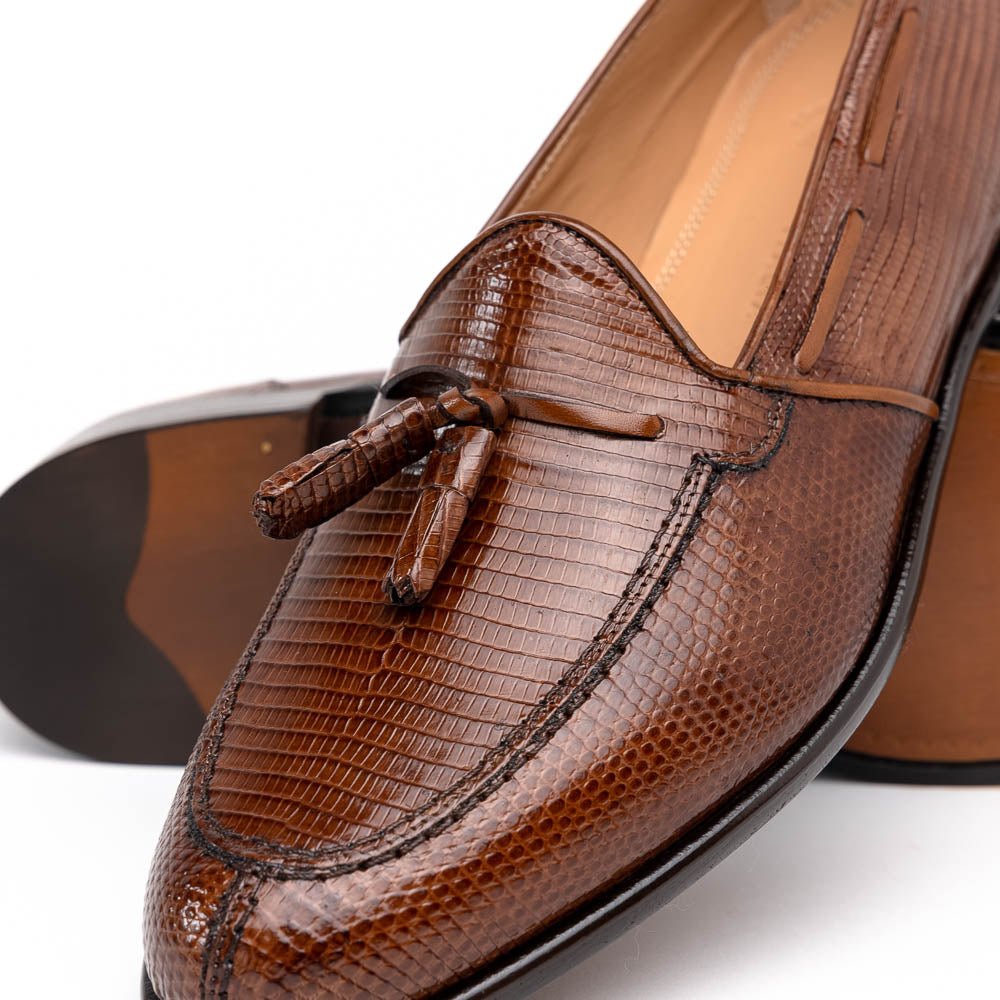 14 - 580 - Cgn Franco Teju Lizard Tassel Loafer, Cognac Shop by Zelli Italia – Don't Panic Shoes