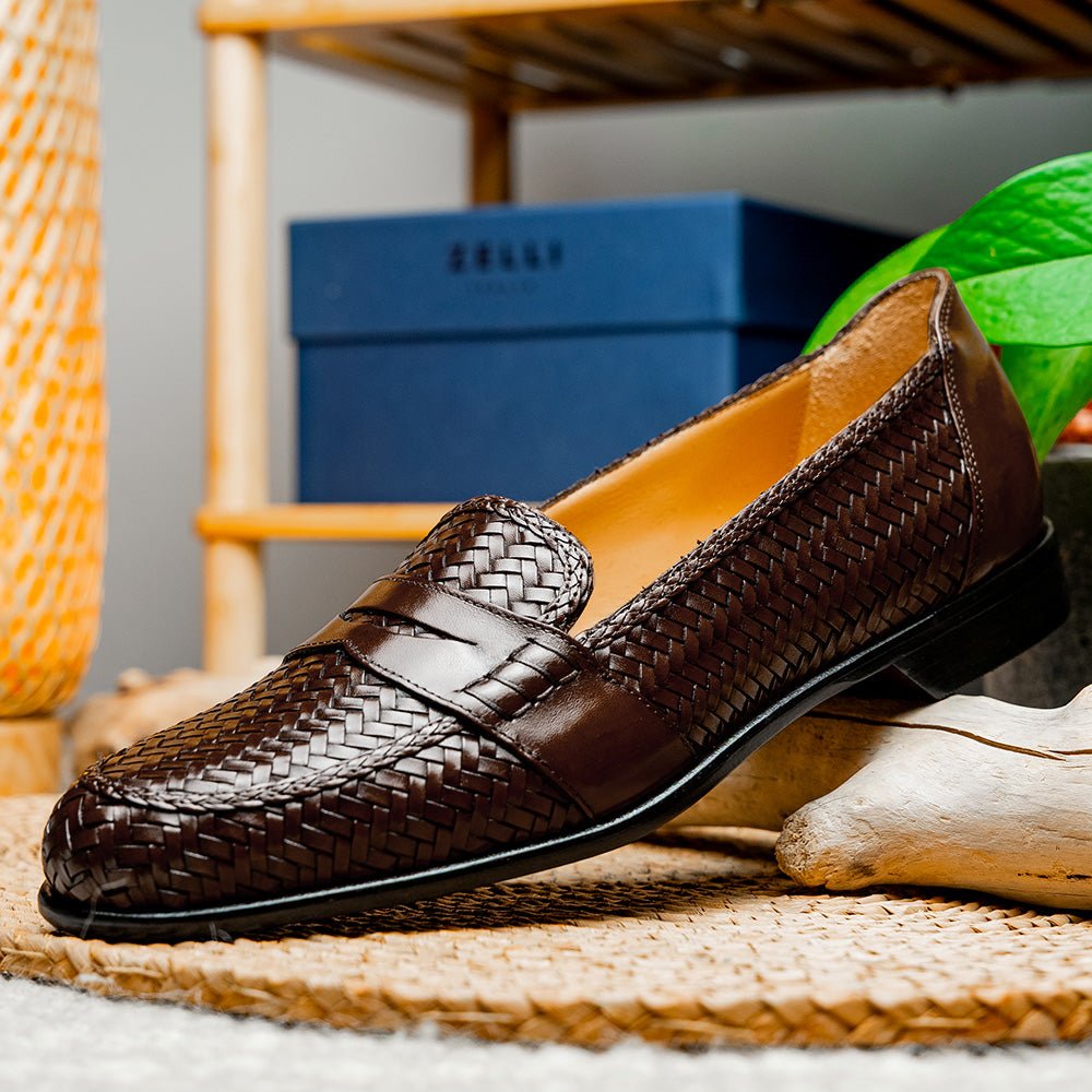 15 - 585 - Brn Nicola Italian Calfskin Basketweave, Dark Brown Shop by Zelli Italia – Don't Panic Shoes