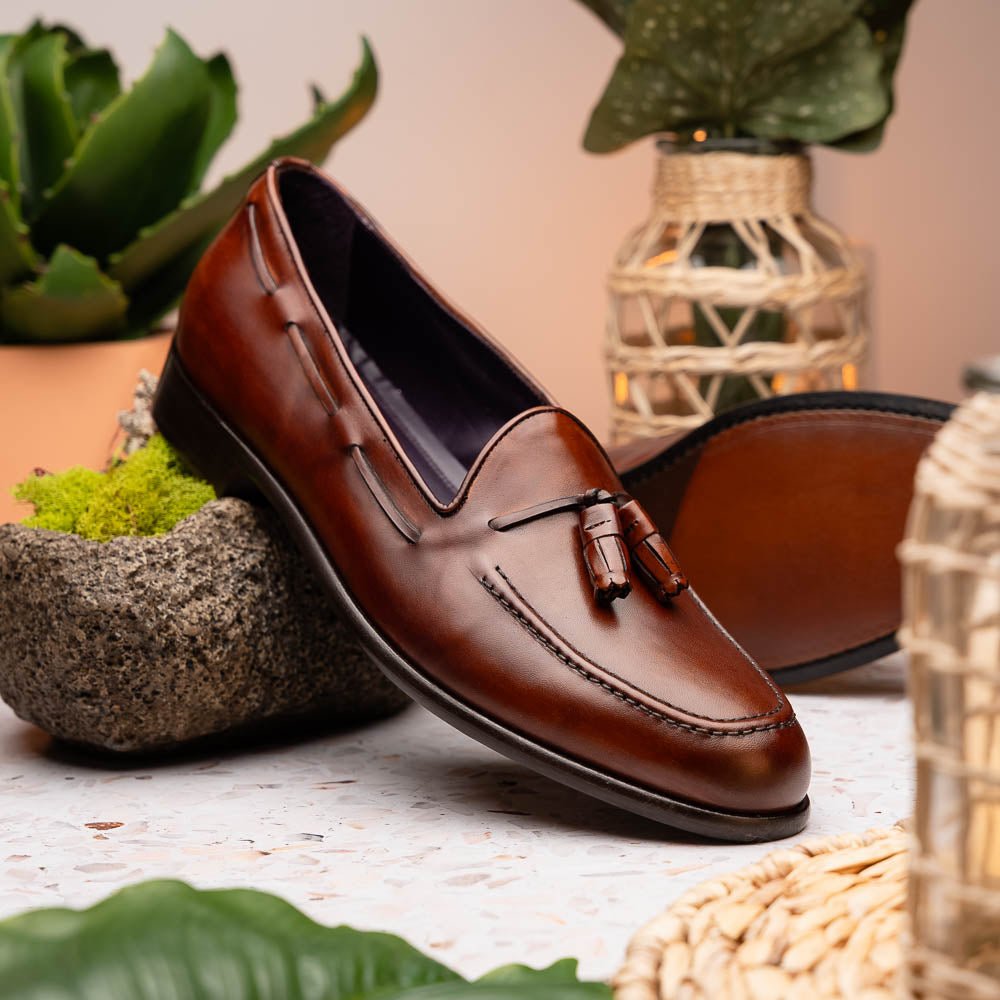 15 - 586 - Cgn Franco Italian Calfskin Tassel Loafer Cognac Shop by Zelli Italia – Don't Panic Shoes