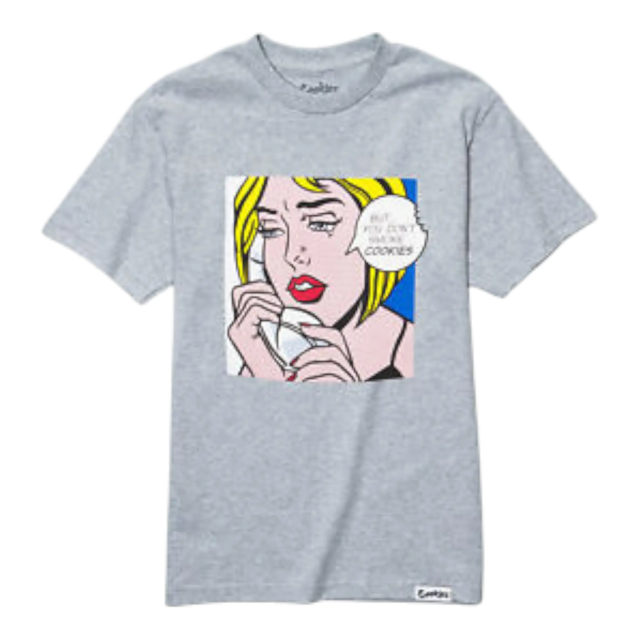 Cookies Script Logo T Shirt Men's Cotton Blend Heather Grey