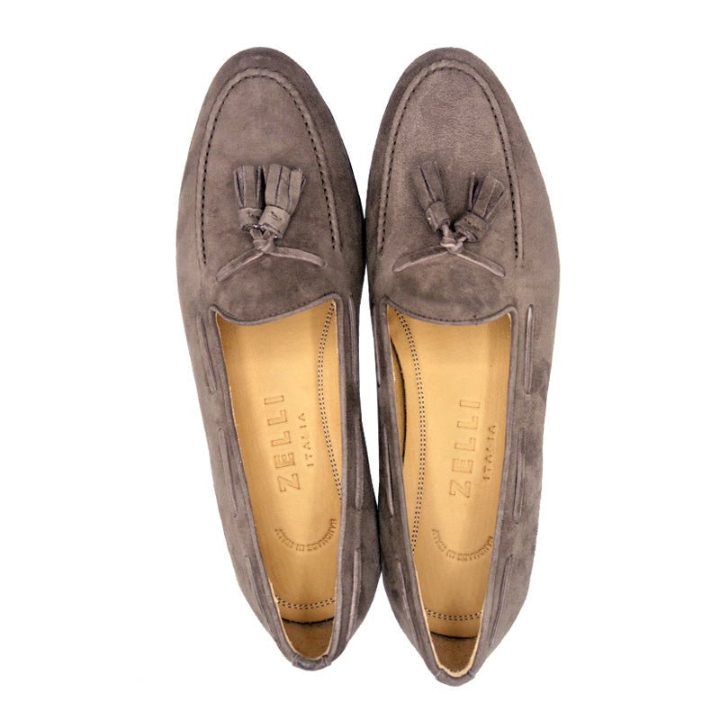 16 - 580 - Moc Naples Italian Kid Suede Tassel Loafer, Mocha Sale by Zelli Italia – Don't Panic Shoes