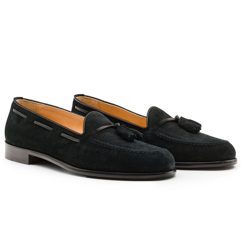 16 - 583 - Blk Franco Suede Calfskin Tassel Loafer, Black Shop by Zelli Italia – Don't Panic Shoes