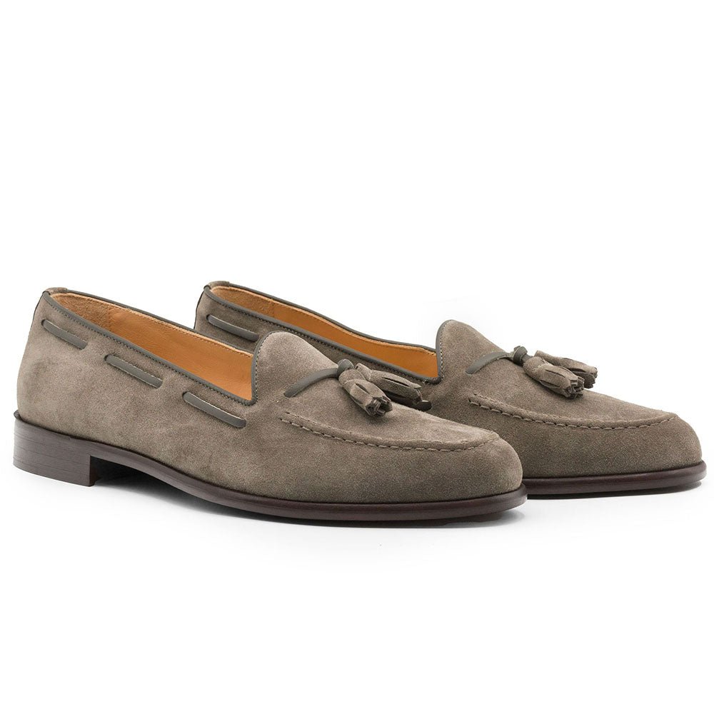 16 - 583 - Tpe Franco Suede Calfskin Tassel Loafer, Taupe Shop by Zelli Italia – Don't Panic Shoes