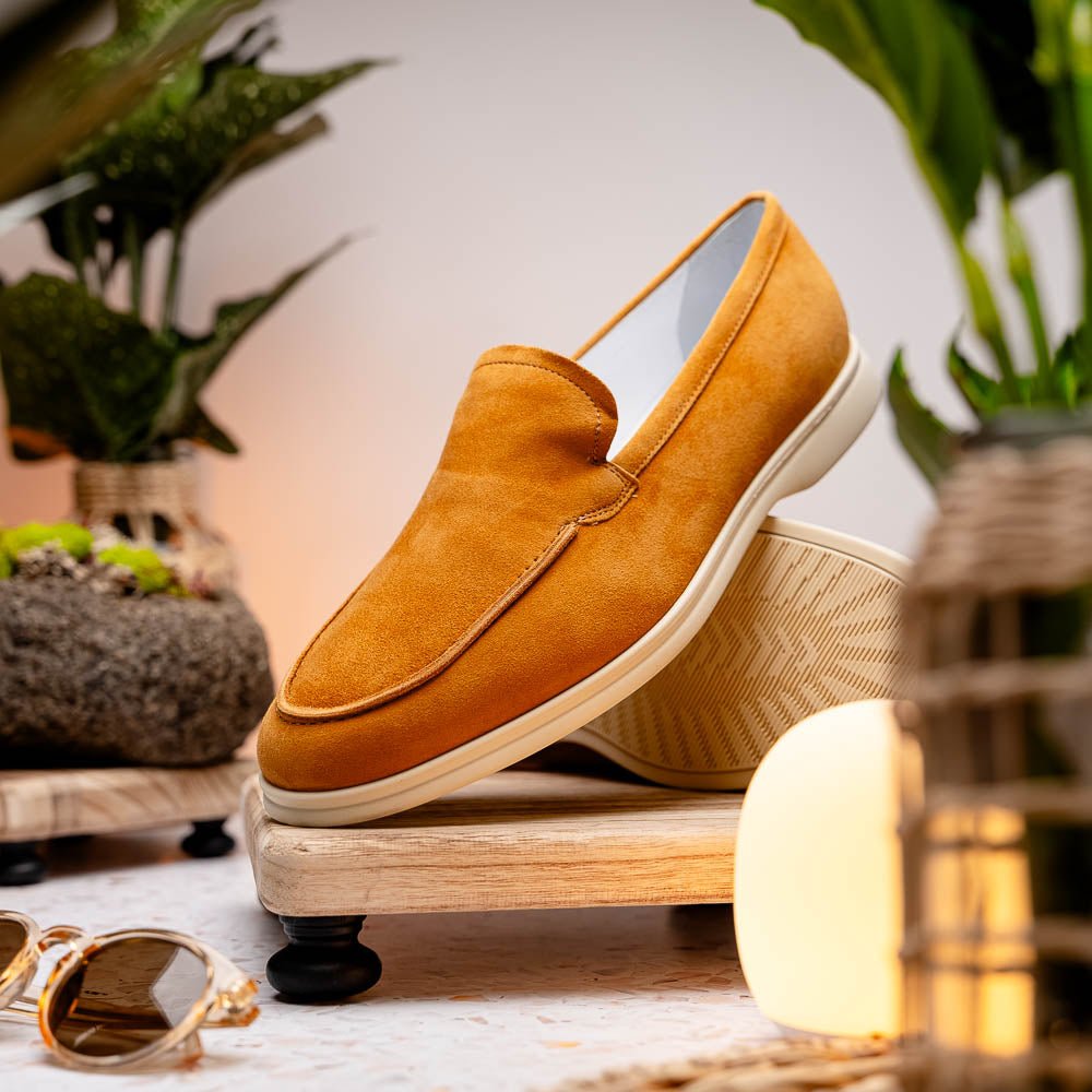 16 - 621 - Cgn Livorno Sueded Italian Goatskin Loafer Cognac Sale by Zelli Italia – Don't Panic Shoes