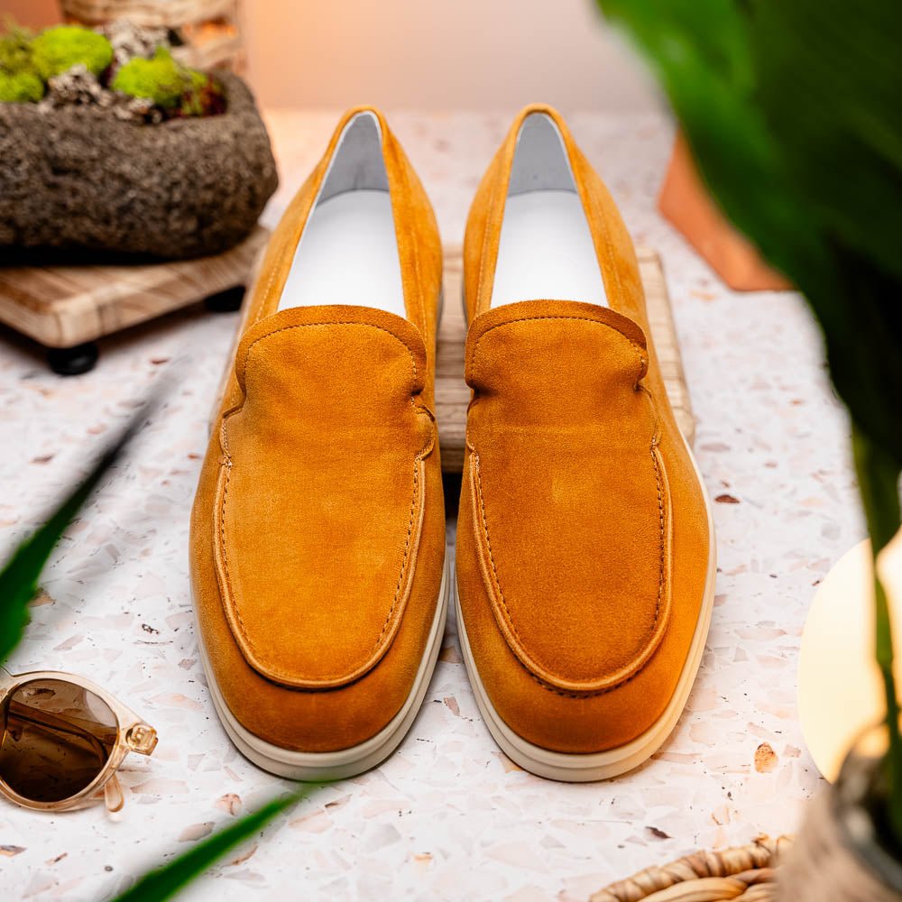 16 - 621 - Cgn Livorno Sueded Italian Goatskin Loafer Cognac Sale by Zelli Italia – Don't Panic Shoes