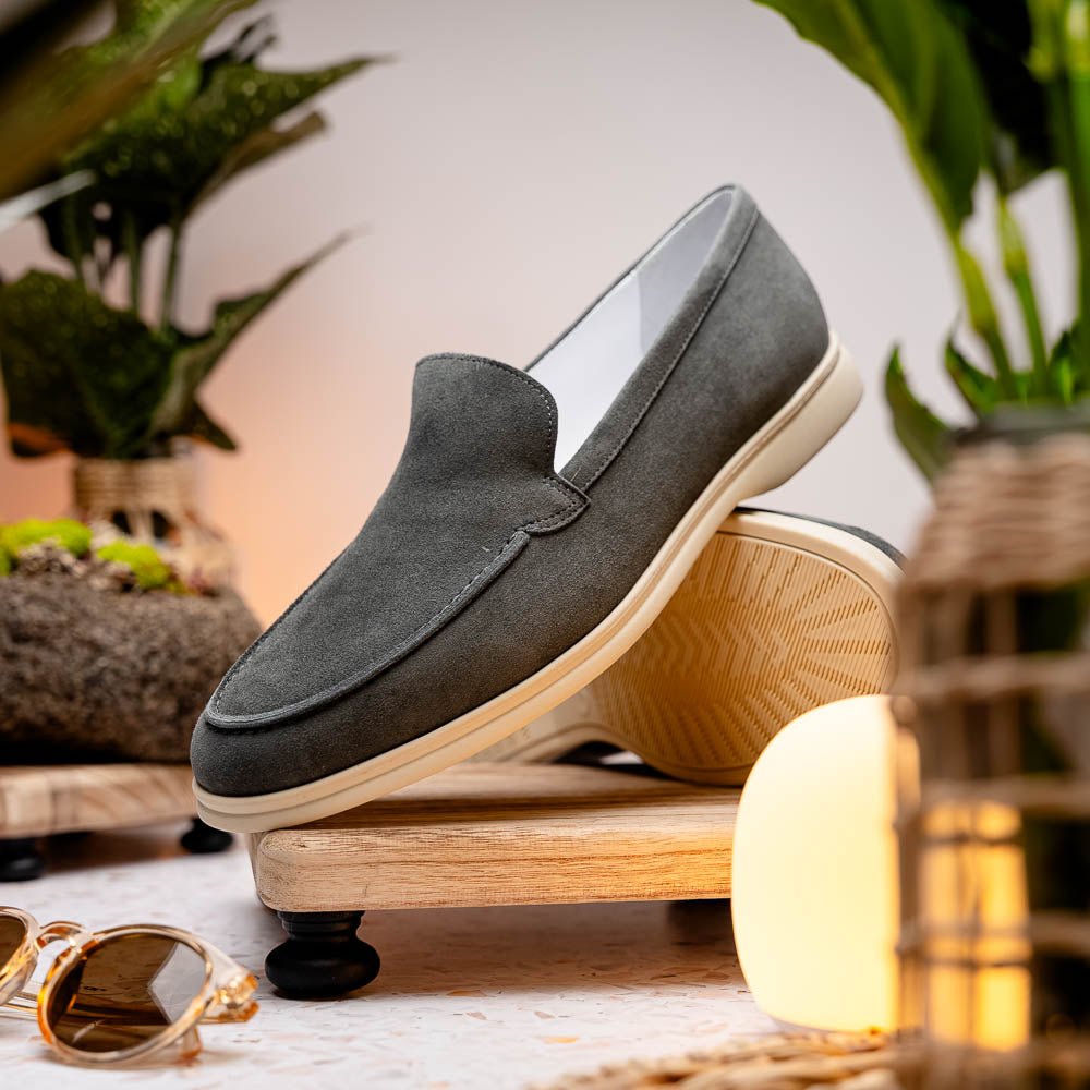 16 - 621 - Gry Livorno Sueded Italian Goatskin Loafer Grey Shop by Zelli Italia – Don't Panic Shoes