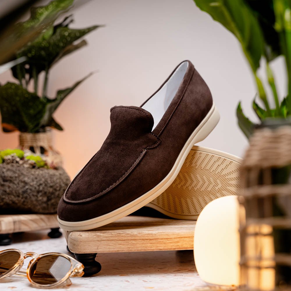 16 - 621 - Moc Livorno Sueded Italian Goatskin Loafer Mocha Shop by Zelli Italia – Don't Panic Shoes