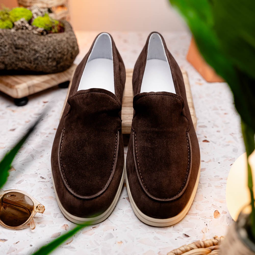 16 - 621 - Moc Livorno Sueded Italian Goatskin Loafer Mocha Shop by Zelli Italia – Don't Panic Shoes
