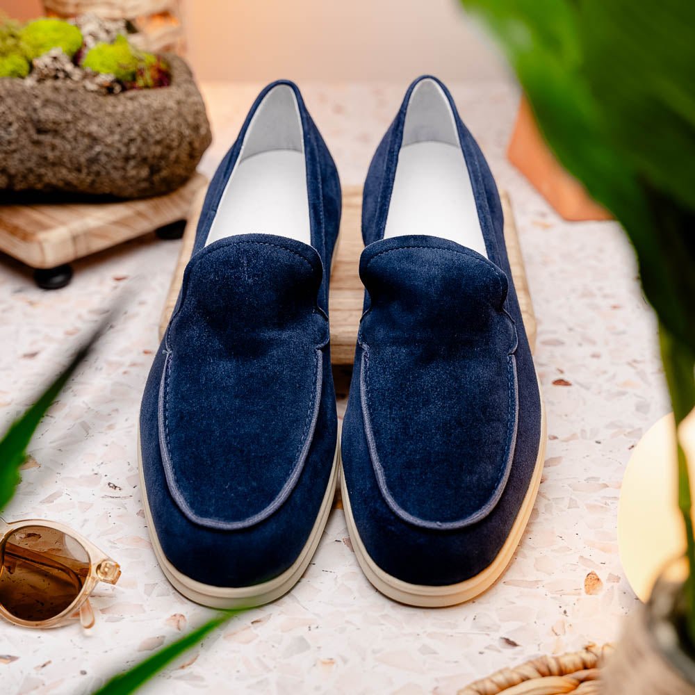 16 - 621 - Nvy Livorno Sueded Italian Goatskin Loafer Navy Shop by Zelli Italia – Don't Panic Shoes