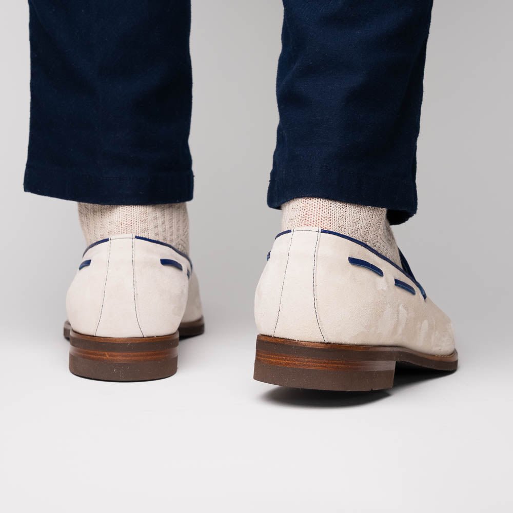 16 - 628 - Snd Carmen Sueded Goatskin And Crocodile Tassel Loafer, Sand Sale by Zelli Italia – Don't Panic Shoes