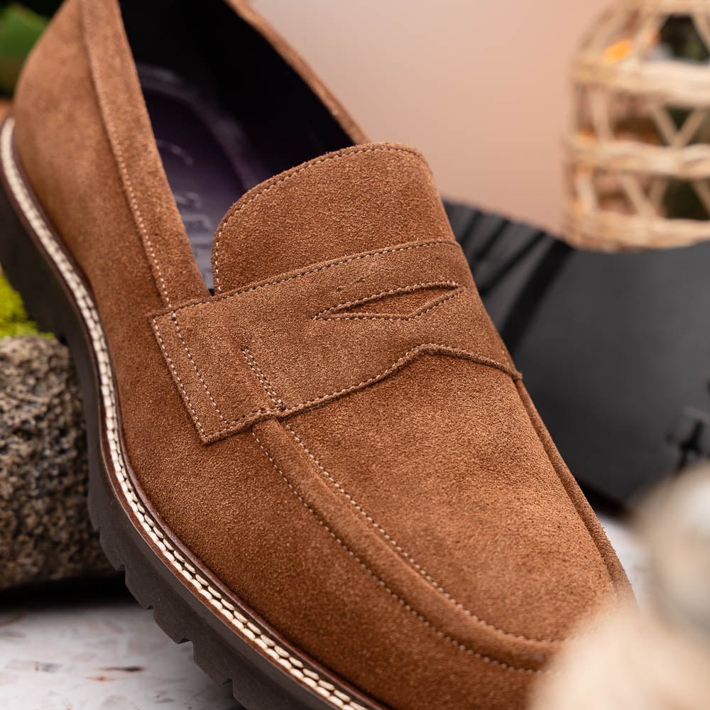 16 - 657 - Tob Roma Italian Suede Penny Loafers Tobacco Shop by Zelli Italia – Don't Panic Shoes