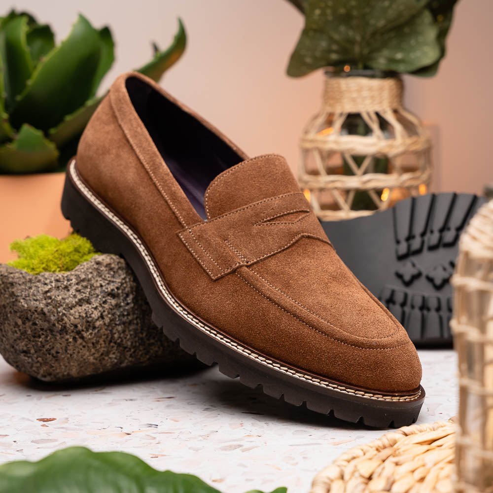 16 - 657 - Tob Roma Italian Suede Penny Loafers Tobacco Shop by Zelli Italia – Don't Panic Shoes