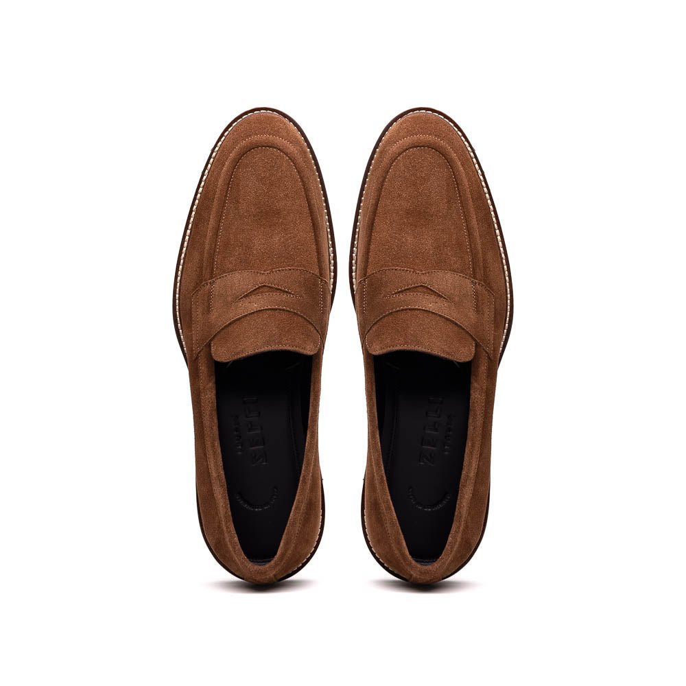 16 - 657 - Tob Roma Italian Suede Penny Loafers Tobacco Shop by Zelli Italia – Don't Panic Shoes