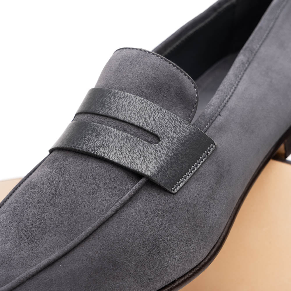 16 - 672 - Gry Tippa Suede And Calfskin Penny Loafers Grey Sale by Zelli Italia – Don't Panic Shoes