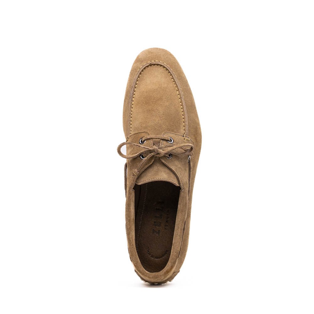 16 - 675 - Tpe Venice Italian Sueded Goatskin Boat Shoes, Taupe Shop by Zelli Italia – Don't Panic Shoes