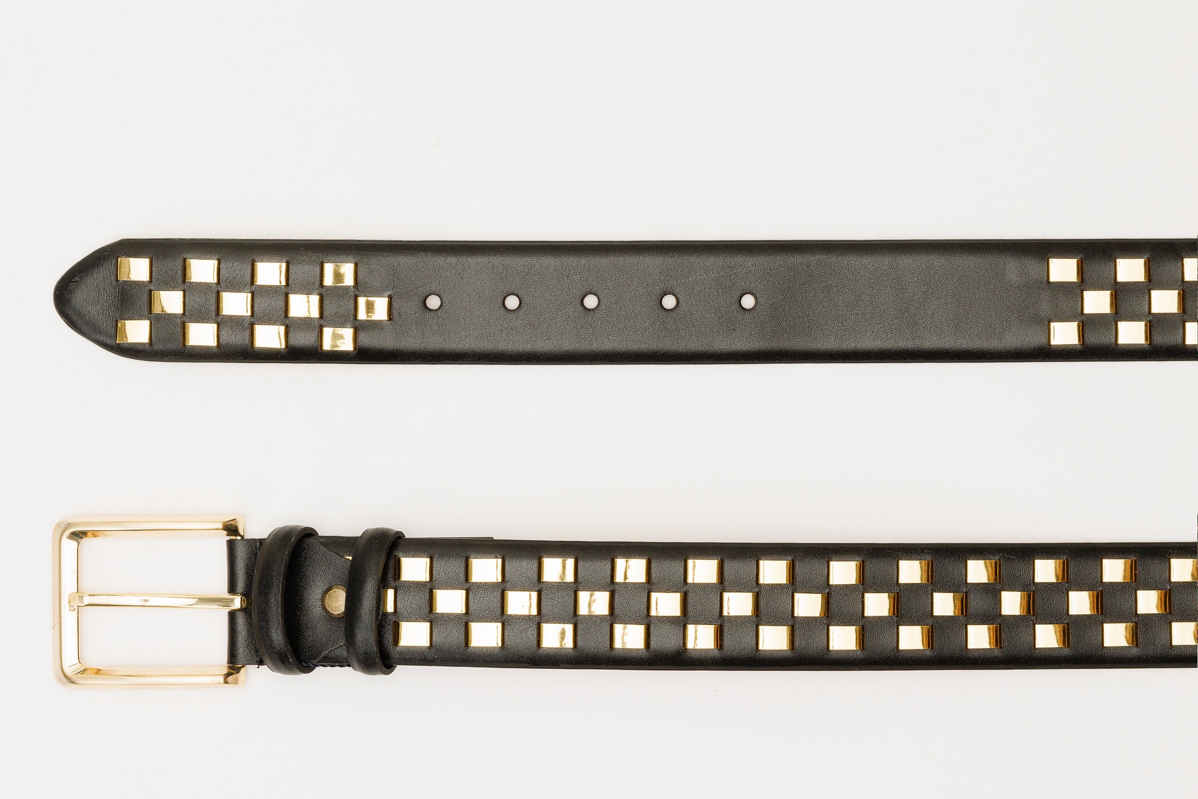The Mackenzie Black & Gold Woven Leather Belt