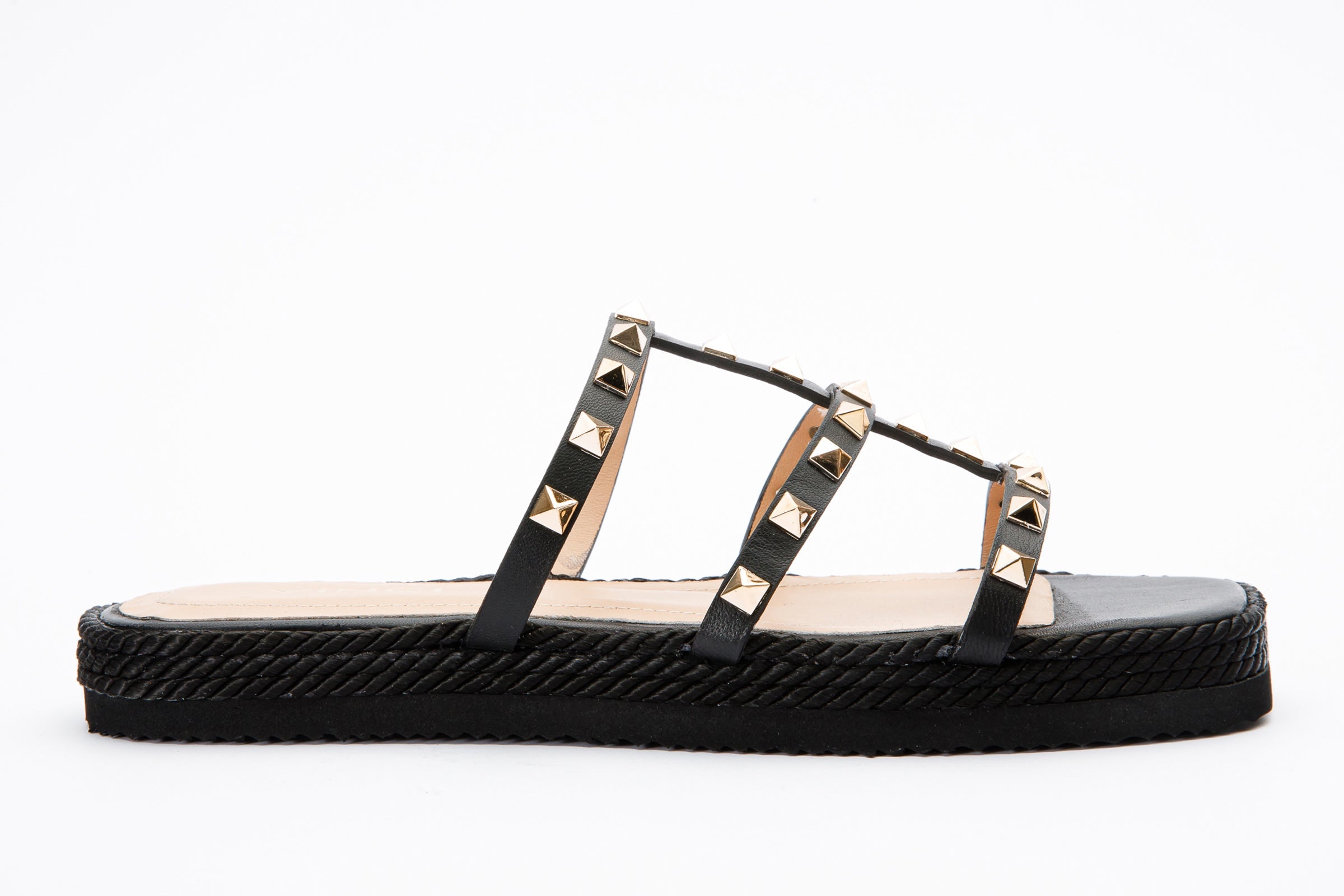 The Seul Black Leather Multi Strap Flat Women Sandal Final Sale!