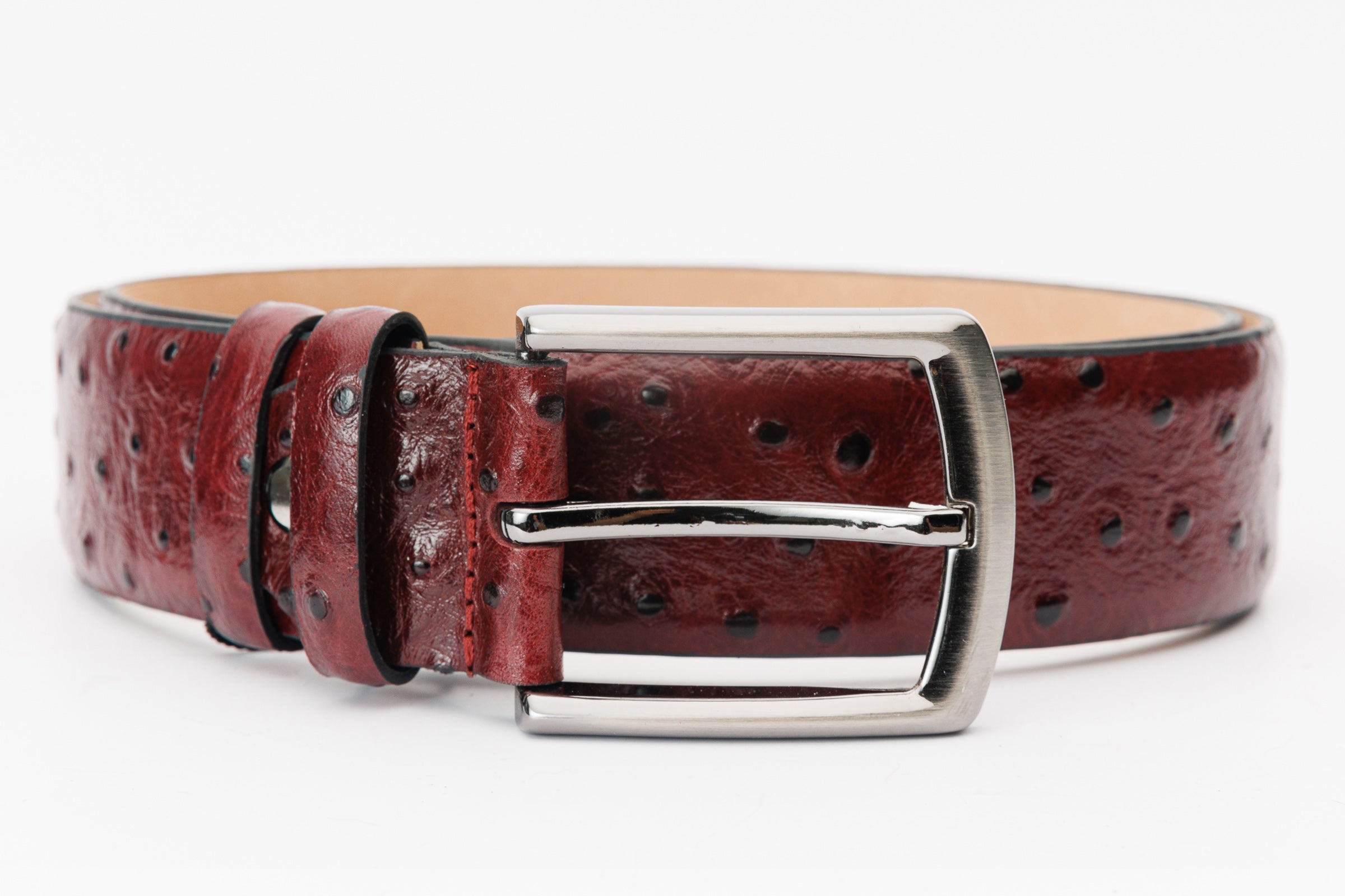 The Porto Alegre Burgundy Leather Belt