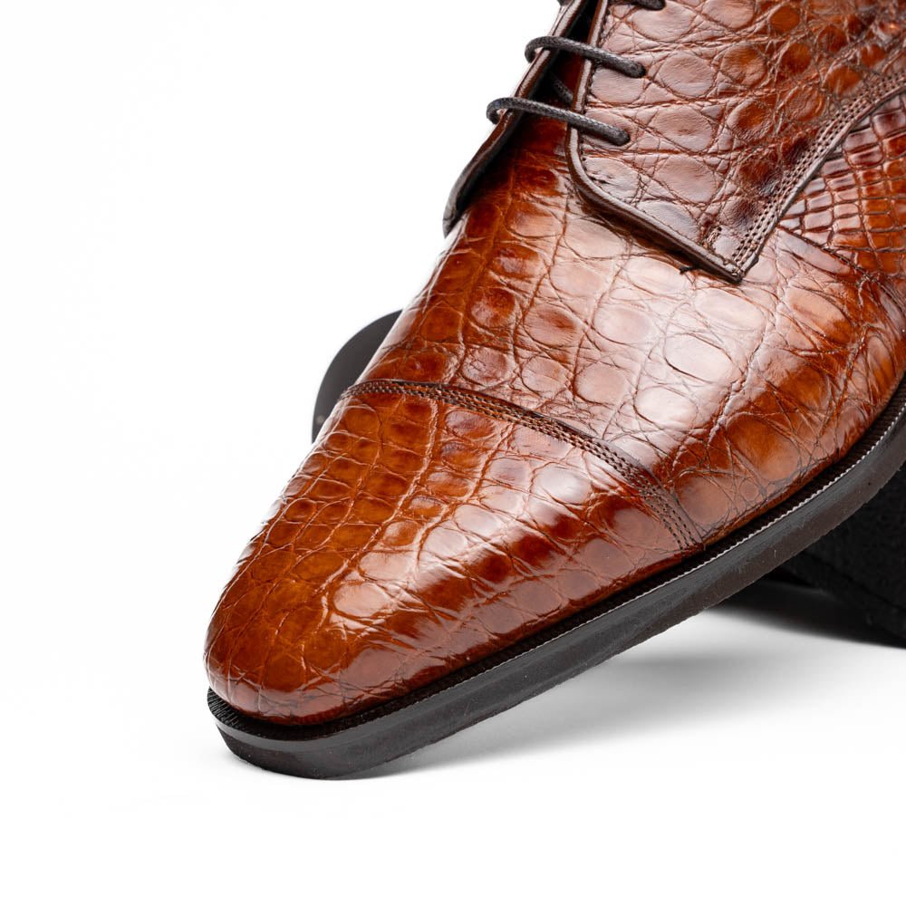 21 - 532 - Cgm Andrea Crocodile Lace Up, Cognac Shop by Zelli Italia – Don't Panic Shoes