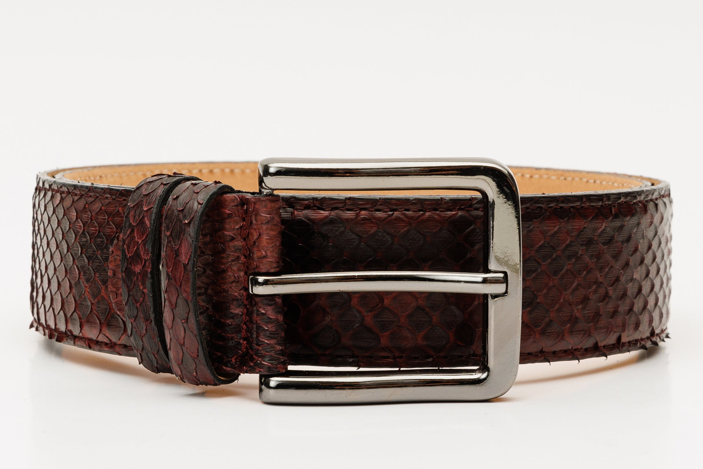 The Boss Burgundy python Sneak Leather Leather Belt