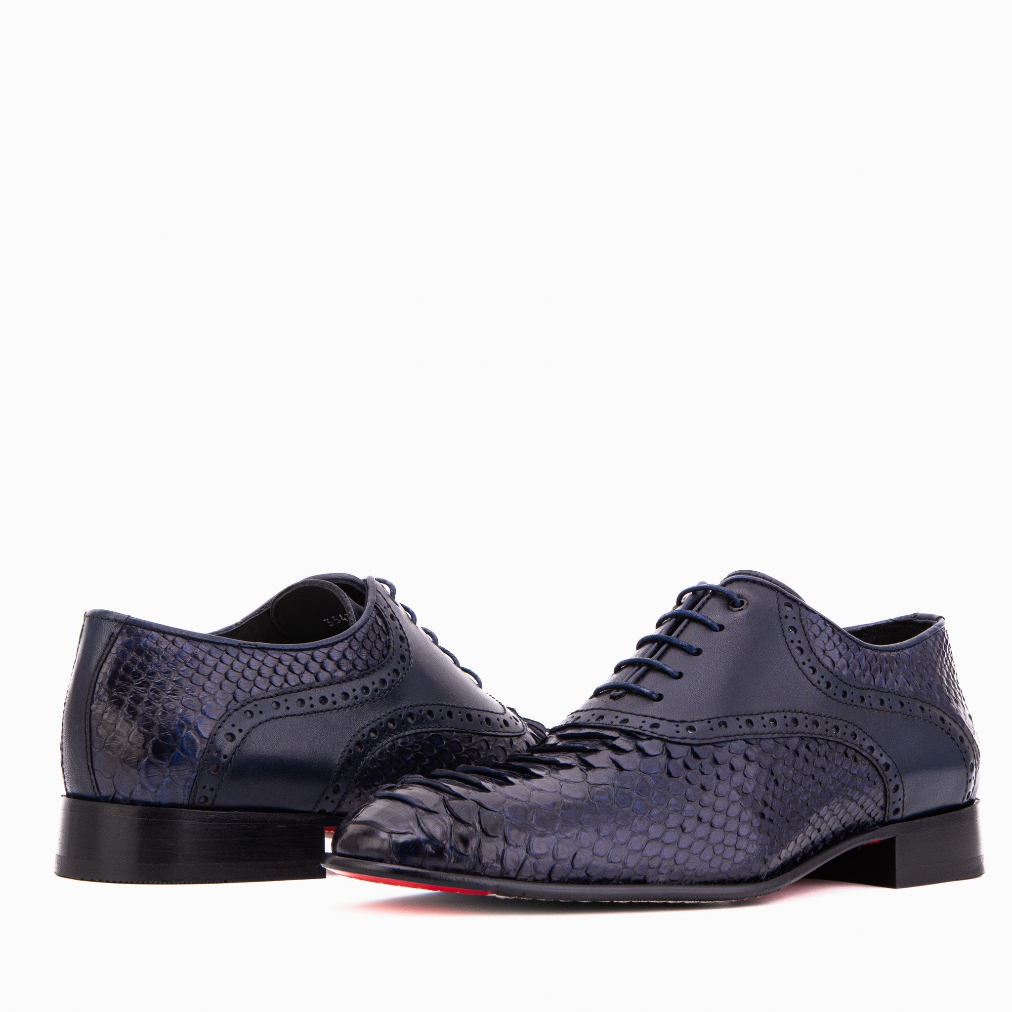 The Varenne Navy Pythn Leather Oxford Men Shoe