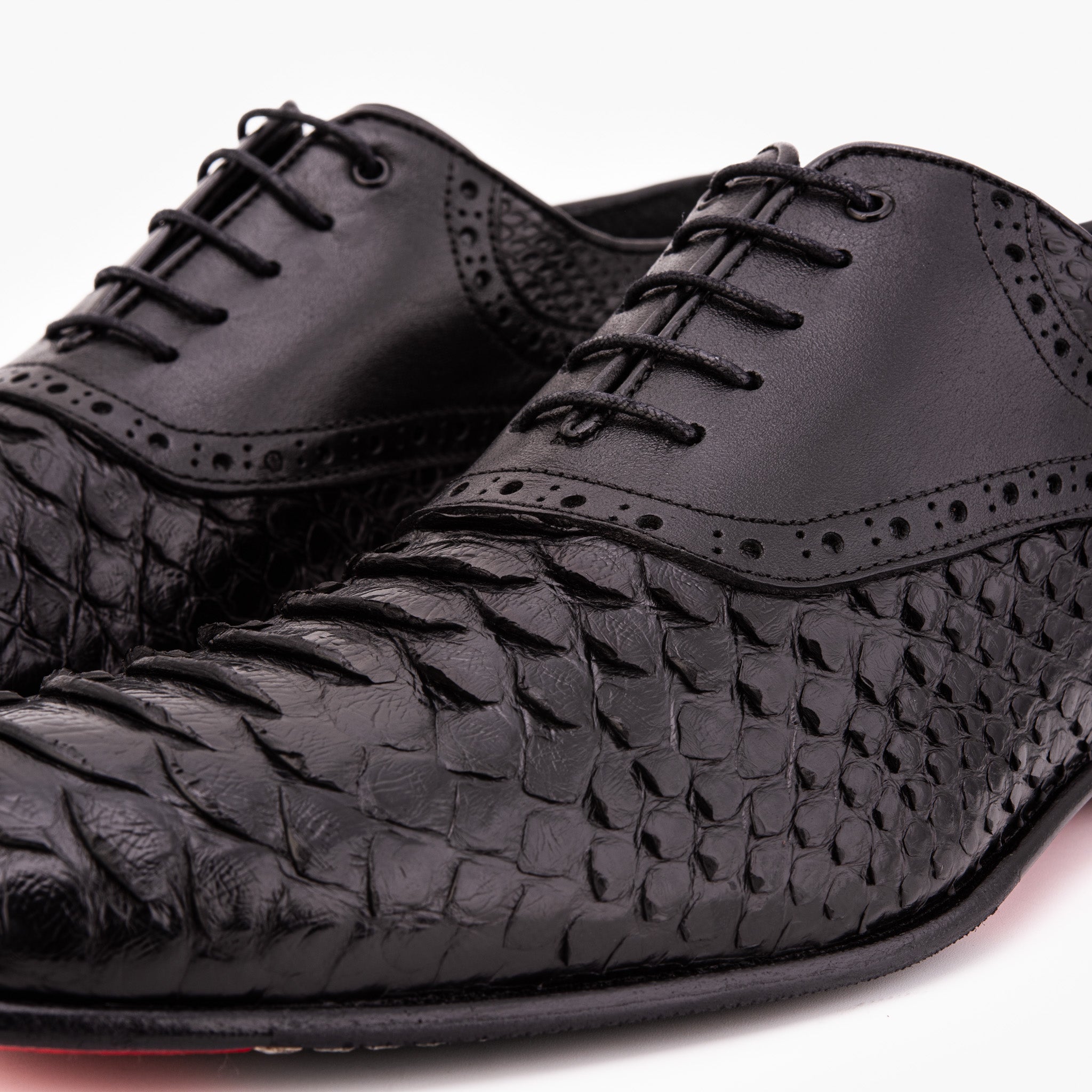 The Varenne Black Pythn Leather Oxford Men Shoe