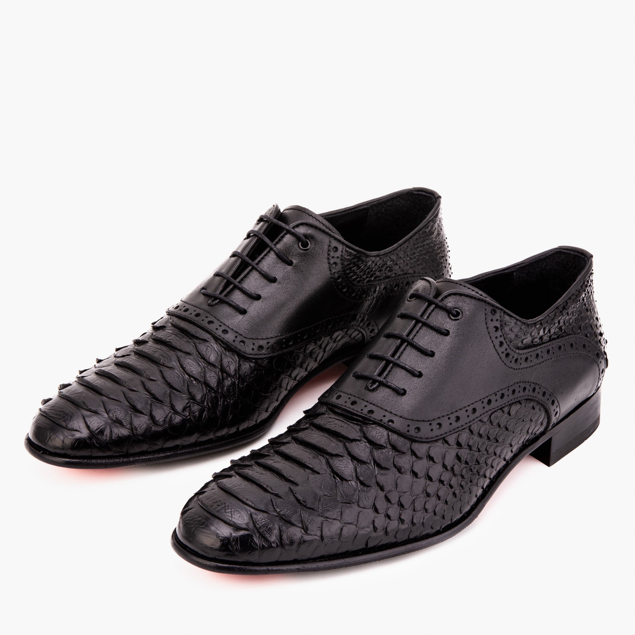 The Varenne Black Pythn Leather Oxford Men Shoe
